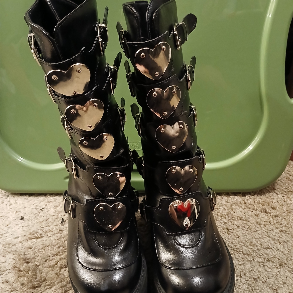 Platform Boots With Heart Buckles